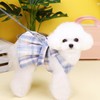 Plaid Dog Dress Bow Tie Harness Leash Set Breathable Soft