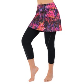 ANIVIVO Women Tennis Skirted Leggings with Pockets, Capris Yoga Leggings with Skirts&Tennis Pickleball Clothing