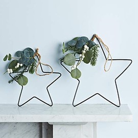 Lights4fun Set of 2 Metal Stars for Hanging Christmas Decoration 28 and 20 cm