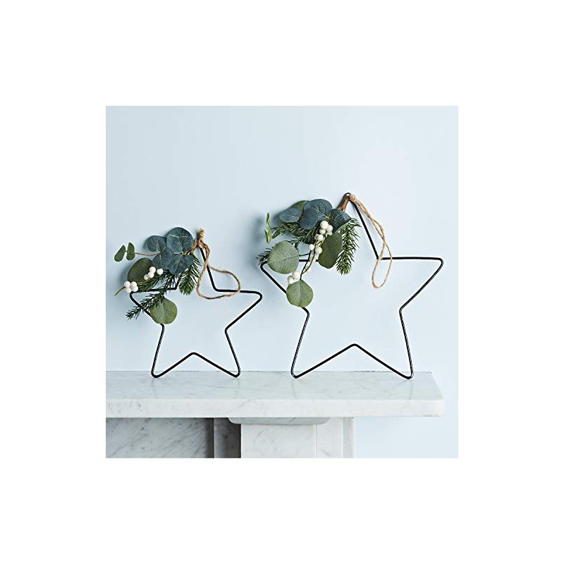 Lights4fun Set of 2 Metal Stars for Hanging Christmas Decoration