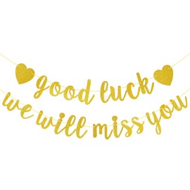 We Will Miss You Banner Good Luck Banner, Gold Glitter Retirement Decorations, Graduation Decorations, Farewell Banners for Sorry Your Leaving Decorations Leaving Party Decorations Y6-HYXNHF