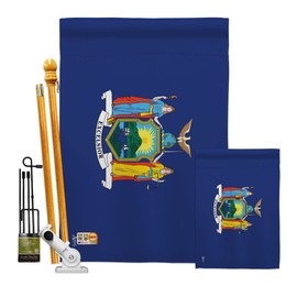 Americana Home & Garden FK140533-BO New York Americana States Decorative Vertical Kit, House & Garden Flags Set w/Flagpole, Multi-Color