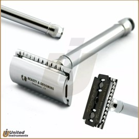 Medentra Professional Shaving Safety Razor Blades Maquinilla de Afeitar Hombre Doble Filo - Chrome Finish Safety Razor