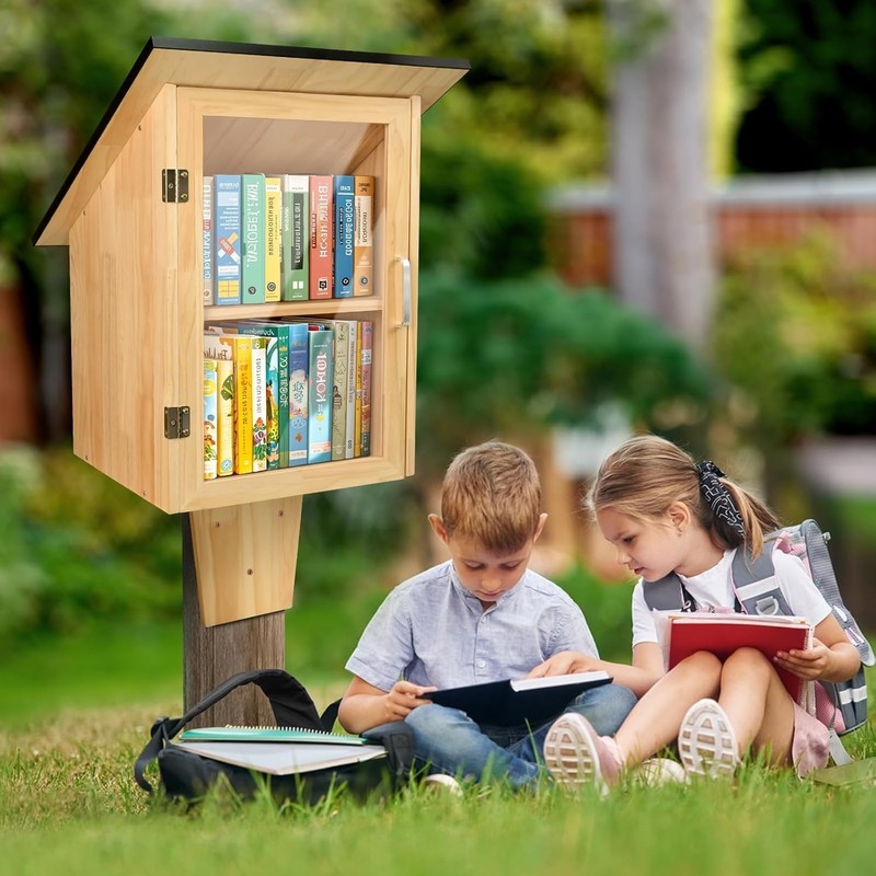 HAFTKD Outdoor Library Book Box, Double Little Library for Sharing