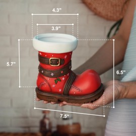 forkai Holiday Planters for Christmas Decoration, Resin 4 Inch Plant Pots Indoor with Drainage, Christmas Flower Pots for Indoor Plants, Succulent Pots with Santa Boot Design Home Décor