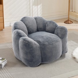 Modern Lotus Type Compression Sofa Bean Bag Foam Fill One Seat Extra Soft Comfort-Easy Move Installation for Living Room Bedroomsize: 110*100*68CM, color: Dark Gray