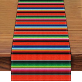 72 x 13 Inch Mexican Serape Table Runner, Colorful Fiesta Striped Fabric Table Runner for Cinco de Mayo, Día de Los Muertos, Mexican Party, Home, Mantel, Dining Decor, and Celebration Supplies