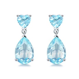 JIANGXIN Heart Teardrop Shaped Earrings, 925 Silver, Birthstone, Women's, Dangling, Elegant, Dangling, Office, Female, Deluxe, Simple, Stylish, Popular, Gift, Stud Earrings, Birthday Present, Sterling