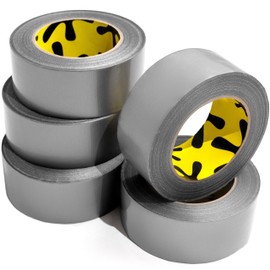 Duct Tape Heavy Duty Waterproof - Silver Tape 90 Feet x 2 Inch - 5 Roll Pack Duct Tape Bulk - Flexible, No Residue, Strong, Easy Tear and All-Weather Tape - Grey Heavy Duty Duct Tape for DIY Repairs