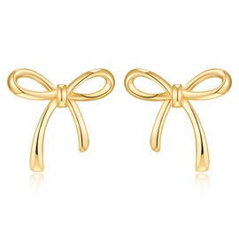 COORWEEL Gold Bow Stud Earrings Simple Earrings for Women Bow Jewelry