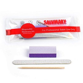 Kit básico profesional desechable para manicura de 3 piezas, lima de uñas de madera grano 100/180, mini pulidor grano 80/100, palo de madera, juego de