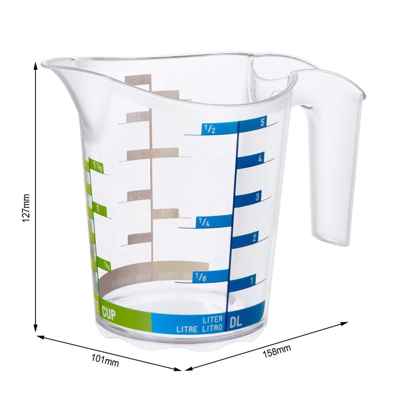 Rotho Domino Kitchen Measuring Cup 0.5 Litre, Transparent with in-Mould