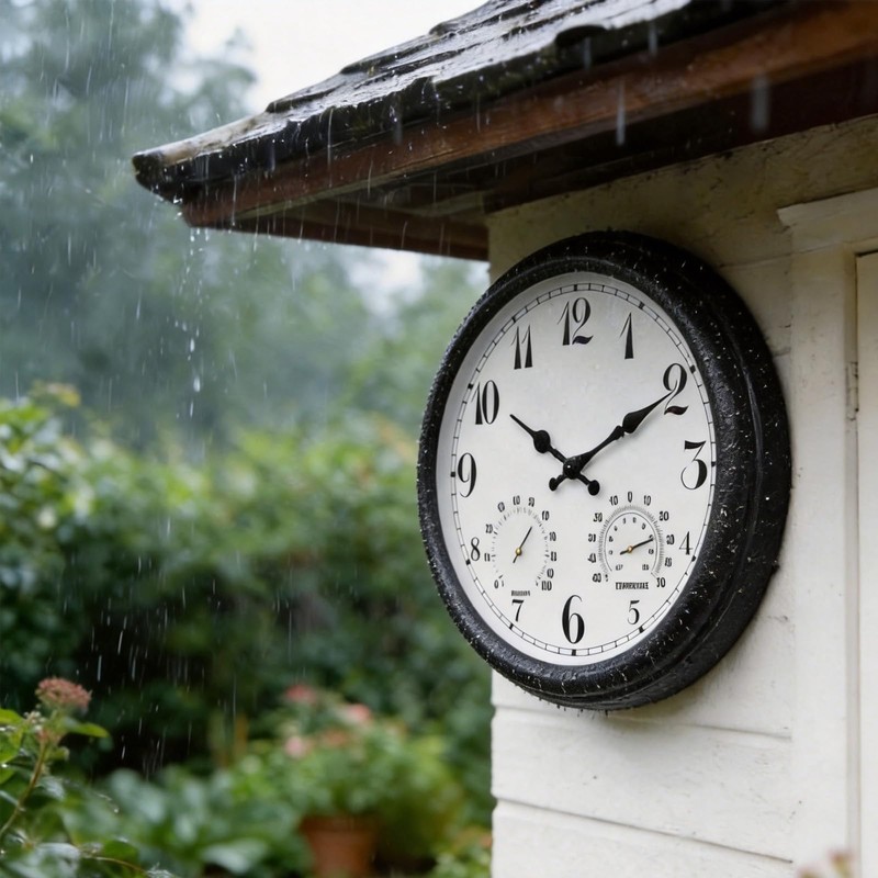YTAONS Outdoor Waterproof Wall Clock with Thermometer and Hygrometer Combo,