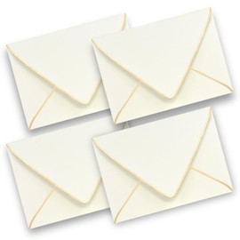 5x7 Envelopes for Invitations with Gold Border,V-Flap Envelopes 50 Pack,A7 Envelopes for Cards,Wedding,Invitations,Baby Shower,All Occasions(Ivory)
