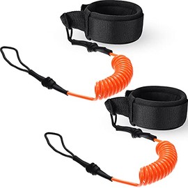 2 Pieces Surf Board Leashes Coiled Leash SUP Leash Rope Paddle Board Surfboard Leash Surfing Leg Rope SUP Board Leash Surf Straps Stay on Board Ankle Strap Sup Ankle Accessory for Surfing (Orange)