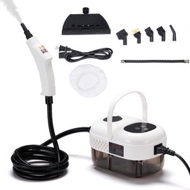 Spurgehom Handheld Steam Cleaner, 15s Heat-Up 1L Tank Portable Steam Cleaner, 2500W High Temperature Multipurpose Steamer for Cleaning, 6 Gears Adjustable Handheld Steamer for Home (White) - Colour: Yellow