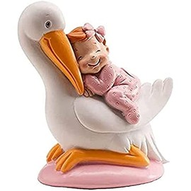 Figura de Cigüeña Rosa para Bautizo - Ternura y Elegancia en tu Celebración en México