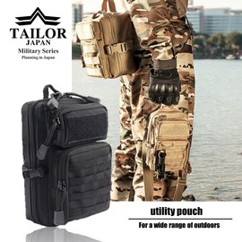 TAILOR JAPAN Tactical Pouch, Survival Game Pouch, Men's Pouch, Military Pouch, Multi-functional Pouch, Outdoor Camping, Multi-Tool Pouch, 1000D Nylon, Compatible with Molles (Black)