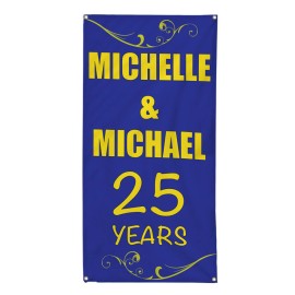 genetic/unbranded Vertical Vinyl Banner Multiple Sizes Custom Name Custom Year Anniversary Blue - 144x60inches