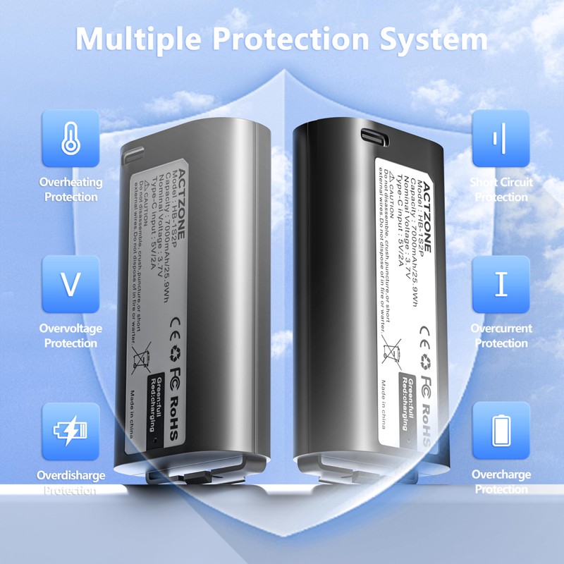 ActZone 2pack Upgraded 7000mAh Battery Compatible with MyQ Keypad Battery