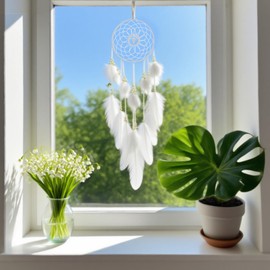 Koundeneko Dream Catcher, Wall Hanging, Feathers, Hand Knitted, Dream Catcher Net, Stylish, Interior, Window, Door Decoration, Devil Protection, Happiness, Popular, Lucky Gift, Amulet, Good Sleep