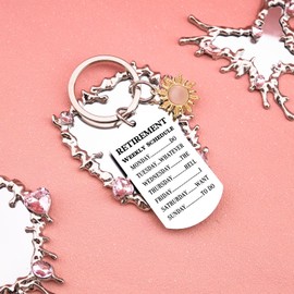 Yaxkvapu Retirement Gifts for Woman Happy Retirement Keychain Retirements Party Decorations Retired Gifts for Friends Coworker Teacher Retired Schedule Calendar Keychain