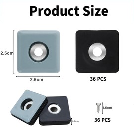 PONGH Pack of 36 Teflon Gliders for Screwing 25 x 25 mm Square Teflon Furniture Gliders with 36 Stainless Steel Screws Carpet Gliders for Heavy Furniture for Furniture Armchair Legs