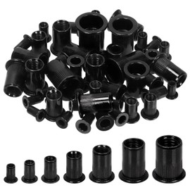 Glarks 30Pcs M12 Rivet Nuts - Carbon Steel Metric Flat Head Rivnut Threaded Insert - Black Zinc Plated Assortment Set