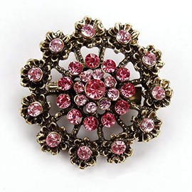 Seraphis Vintage Gold Pink Flower Brooch for Women Dress Accessories Bouquet Wedding Rhinestone Brooches