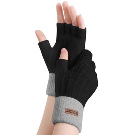 Geoxury Fingerless Gloves - Half Finger Mittens Winter Knitted Thermal Women Gloves For Cold Weather Typing Working Driving