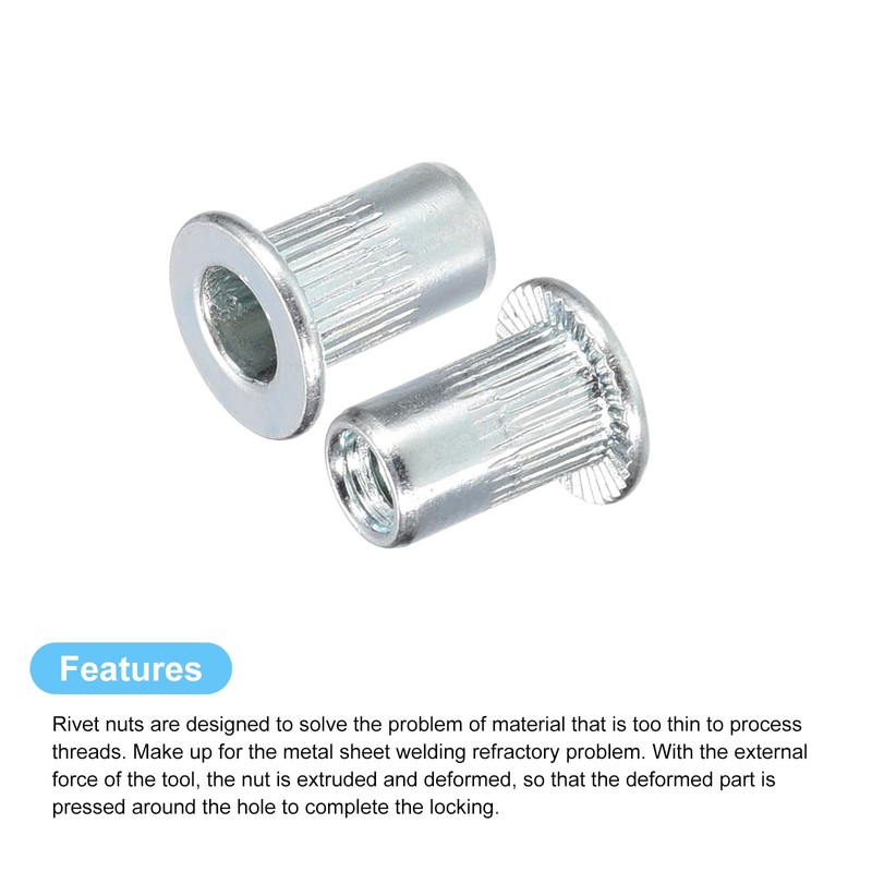 sourcing map M3 Rivet Nuts, 150pcs Zinc Plated Carbon Steel