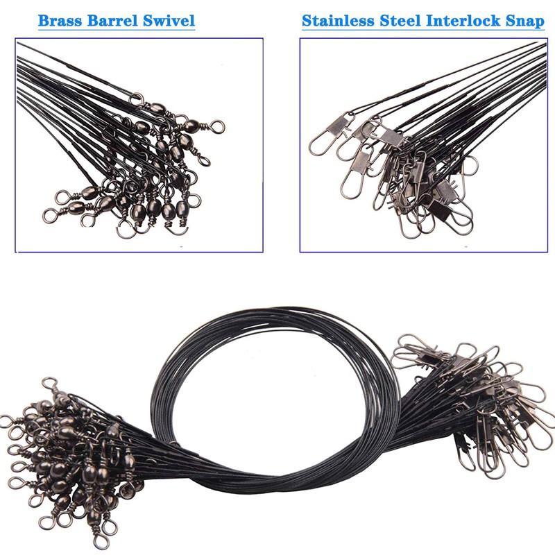 10 LURE WIRE TRACES spinning pike fishing swivel