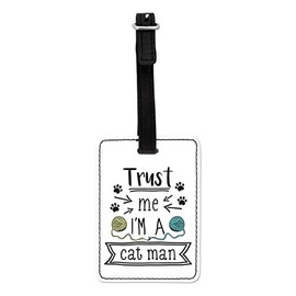 Gift Base Trust Me I'm A Cat Man Visual Luggage Tag with Black Strap