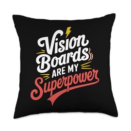 Manifestation Vision Board Goal Setting Dream Big Visualize Throw Pillow