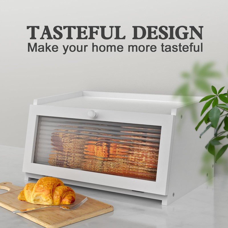 LOHASOK Bread Box for Kitchen Countertop Large Farmhouse Bread Container