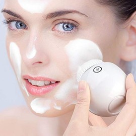 Overclocking Vibration - Cepillo de limpieza facial vibratorio con 3 cabezales de cepillo con 3 modos, resistente al agua, temporizador inteligente, carga inalámbrica para limpieza facial
