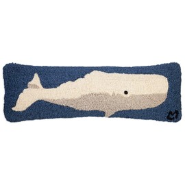 Chandler 4 Corners Artist-Designed Classic Whale Hand-Hooked Wool Decorative Throw Pillow (8 IN x 24 IN) Marine Life-Themed Pillow for Couches & Beds - Easy Care, Low Maintenance-Nautical Whale Pillow