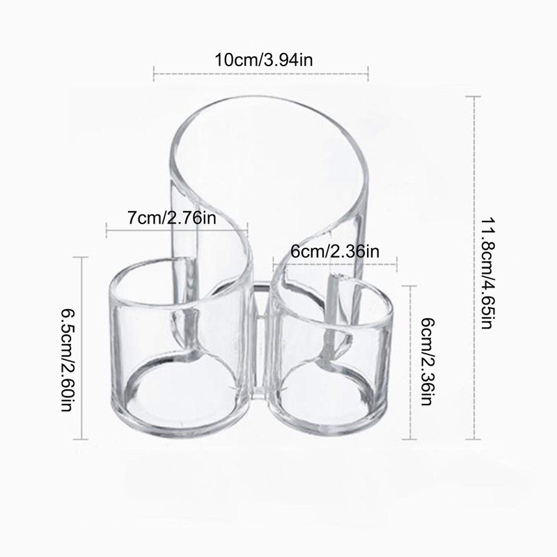 EUBEISAQI Acrylic Makeup Brush Holder Desk S Shape 3 Slot
