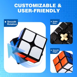 AuntyFey 5 Pack Magic Speed Cube Set - 2x2, 3x3, 4x4, Triangle Megaminx Speed Cubes for Kids & Adults