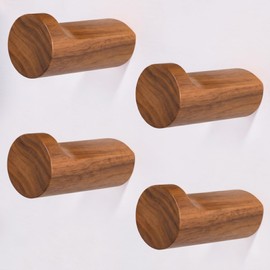 CHAUNCEY HOME Acacia Wood Wall Hooks, 4 Pack Heavy Duty Coat Hooks – Farmhouse Rustic Entryway & Bathroom Hooks for Hats, Towels, Bags, Clothes (40 Capacity), Fits Drywall