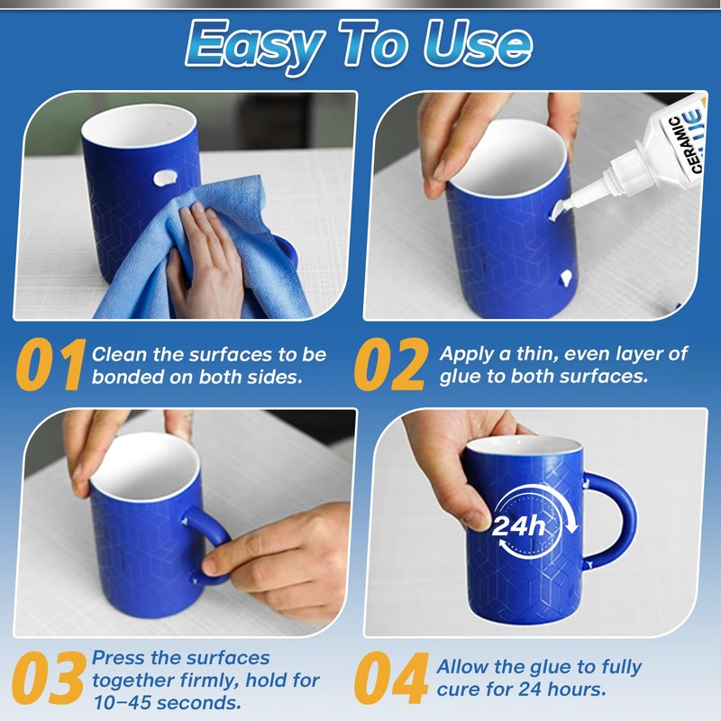 Ceramic Glue Repair Kit, Ceramic Glue for Pottery, Porcelain, Mugs,