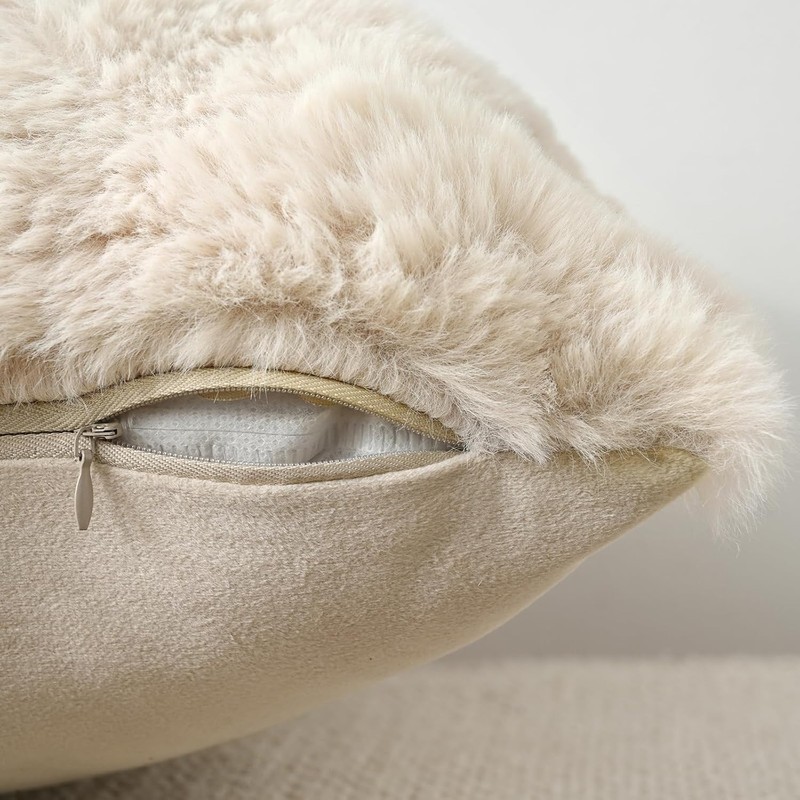 Throw Pillow Covers Pack of 2 Thick Soft Fluffy Plush