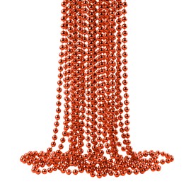 ZZYFGH 33'' 7mm Metallic Orange Bead Necklace Bulk, Mardi Gras Round Beaded Necklaces for Party Favors Costume Necklace (12 Pcs)