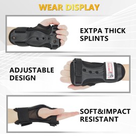 RUNDONG Wrist Guards,Adults/Kids Wrist Pads Boys Girls Children Protective Street Sports Skate Pads for Skateboarding Skating Snowboarding Outdoor Extreme Sports (Black-15, X-Large)