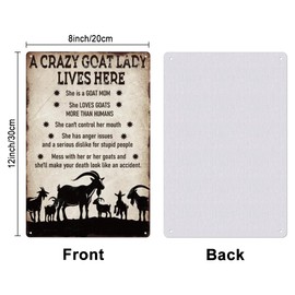 SUPERDANT Goats Metal Tin Sign Crazy Goat Metal Tin Sign Funny Signs and Plaque Goat Mom Signs Goat Metal Wall Arts for Home Living Room Garden Girl's Room Wall Arts Decoration