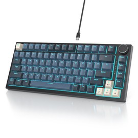 Owpkeenthy 75% Mechanical Gaming Keyboard with Red Switch, Gasket Mounted RGB Backlit Volume Roller Keyboard, 82 Keys Compact TKL Wired Custom Hot-Swappable Computer Keyboard (82 Apollo)