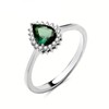 Sterling Silver Emerald Pear Cluster Ring - Sizes J -