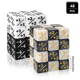 Pack of 48 Dice Counters, Token D6 Dice Loyalty Dice with Storage Bags, MTG, CCG, Card Game Accessories, 4 Types