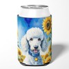 Caroline's Treasures White Poodle in Sunflowers Can or Bottle Hugger