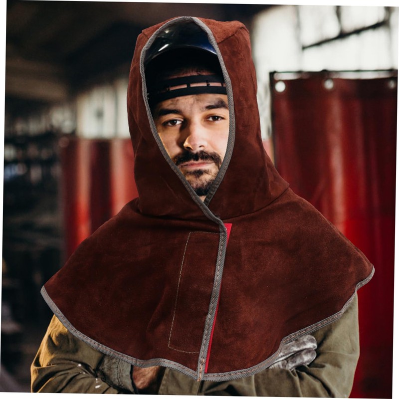 Mipcase Welding Flame Retardant Hood Durable Cowhide Protective Cap with